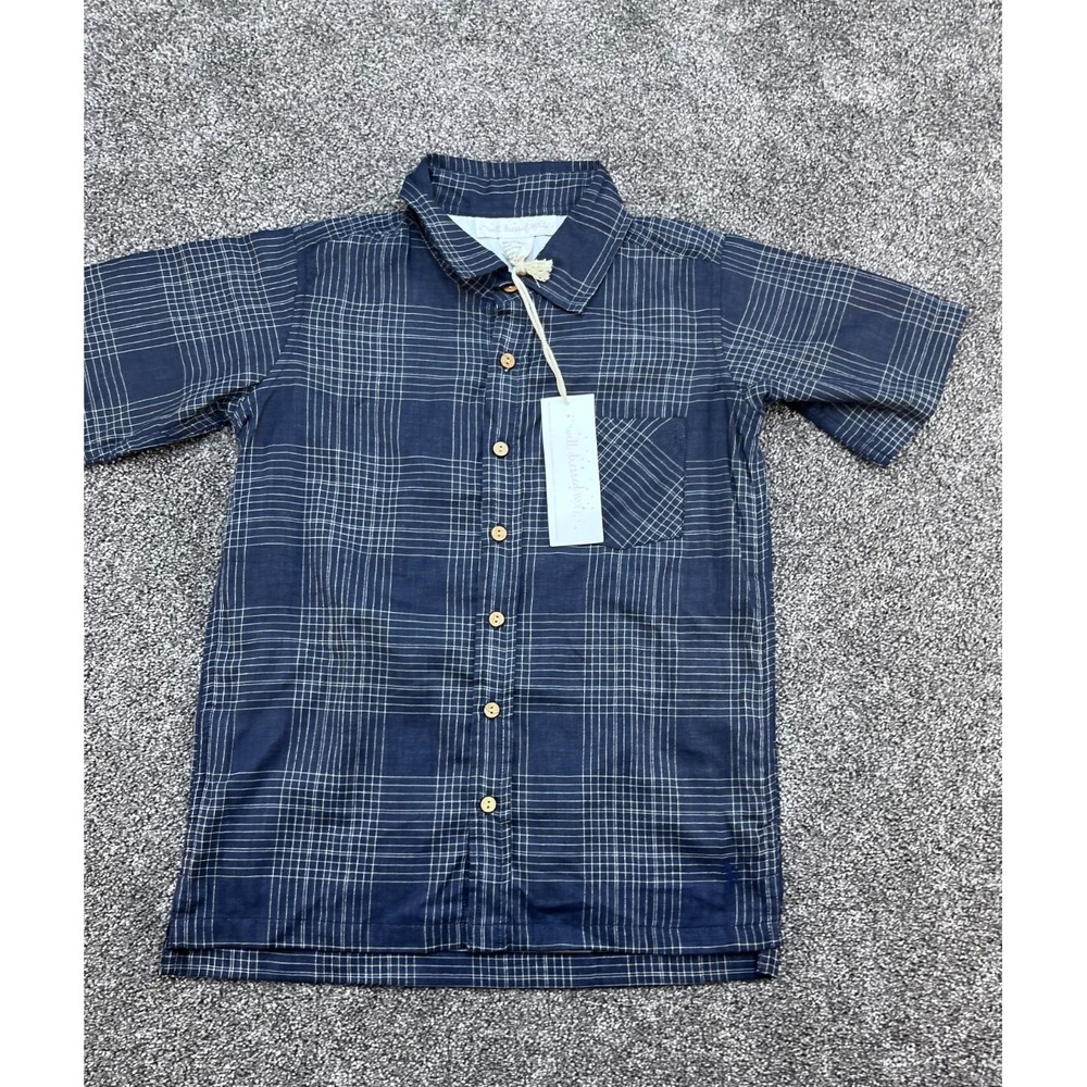 Well Dressed Wolf Boys Size 10 Sally Apple Blue Plaid Short Sleeve Shirt!